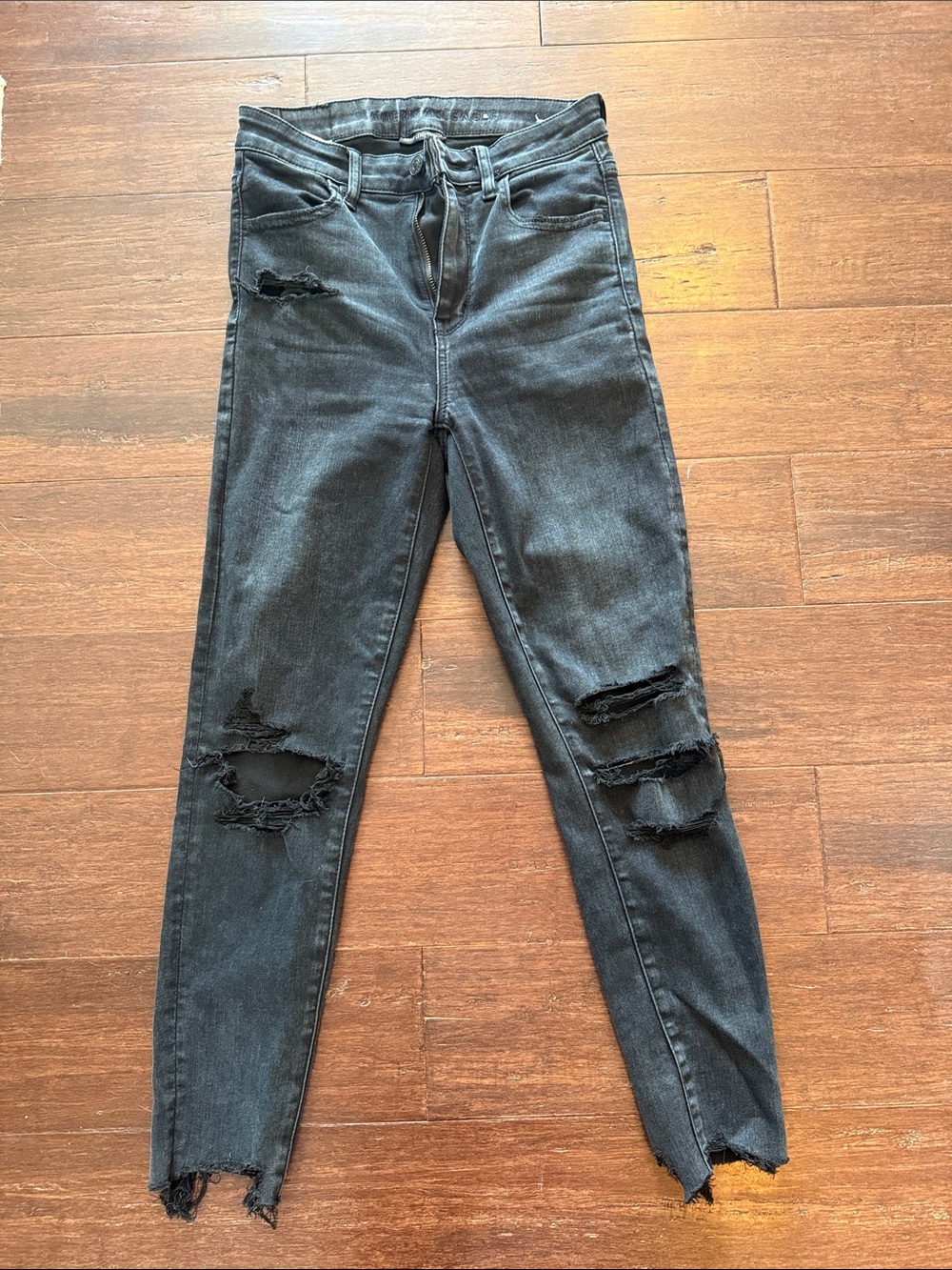 American Eagle Outfitters Black Distressed Skinny Jeans